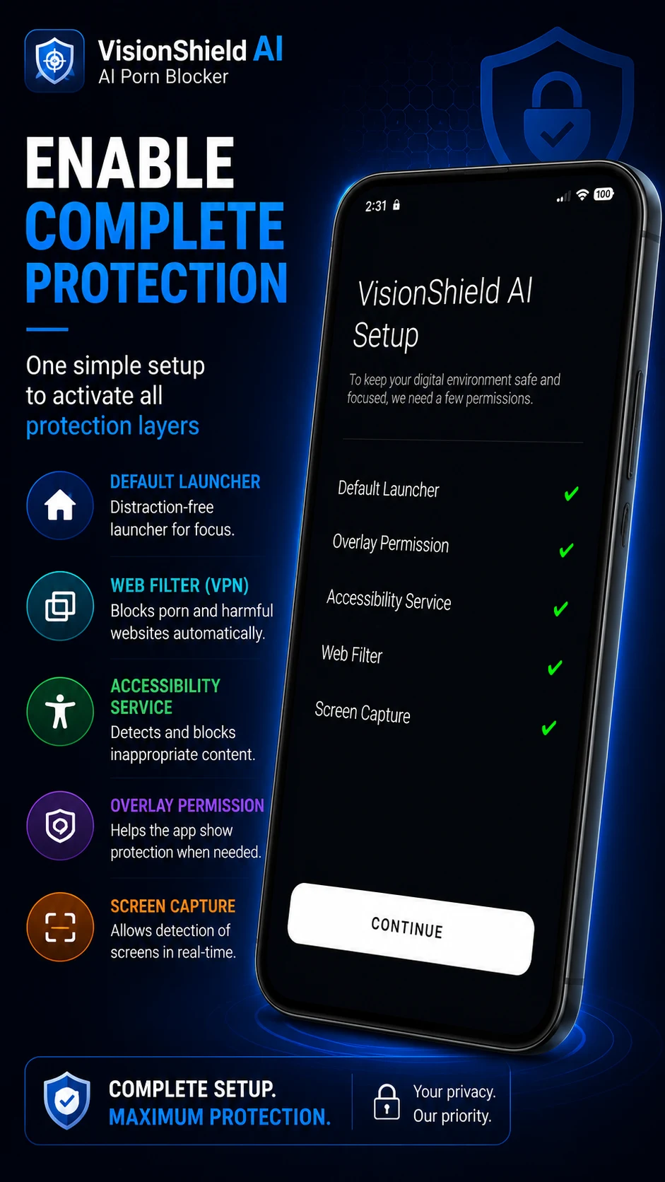 Porn Blocker By VisionShield screenshot