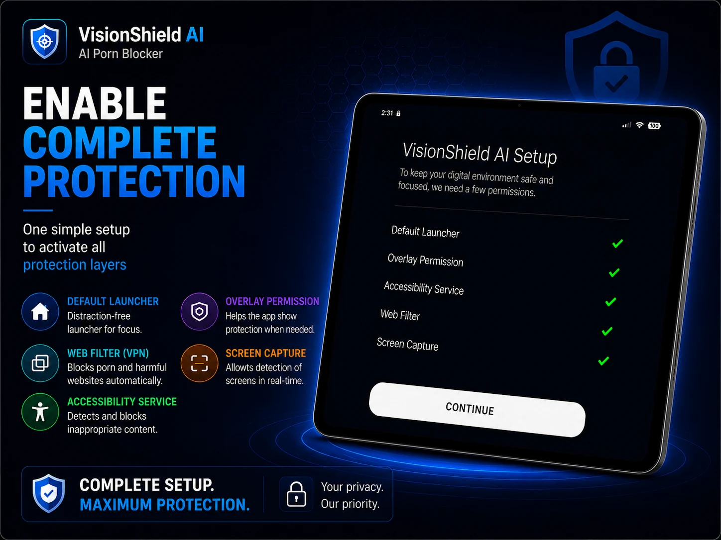 Porn Blocker By VisionShield screenshot